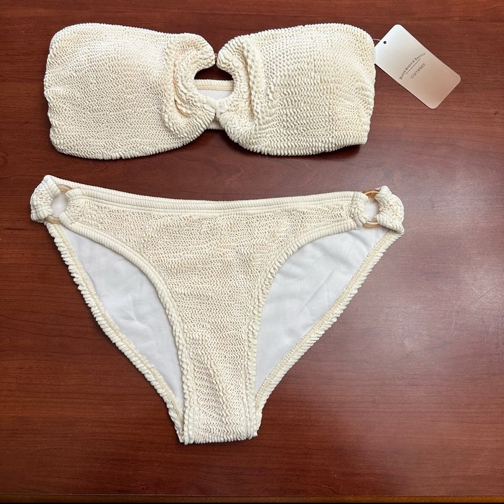 Swims Cream Textured Bikini Swimwear Set